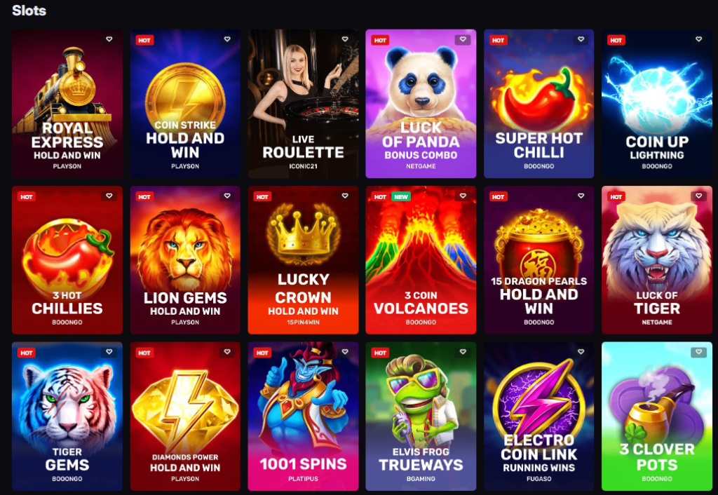 SkyCrown casino Slots representation