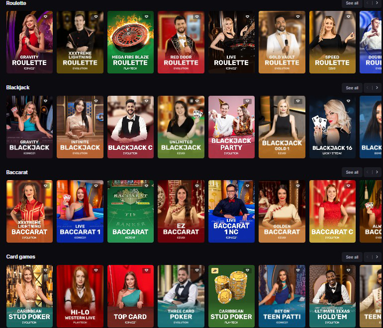 SkycrownCasino Table Games Visual